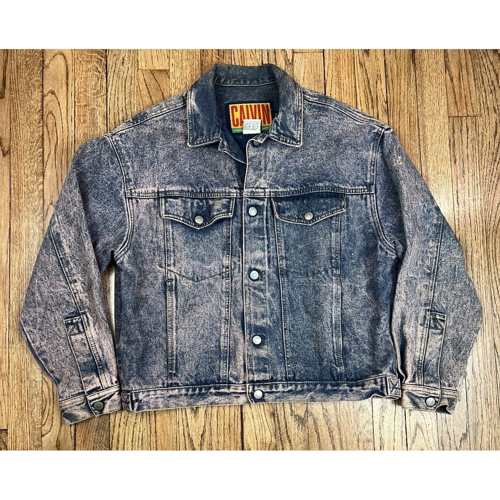 Vintage Calvin Klein Denim Jacket Acid Washed Pink Dyed Jean 1990s Size Small